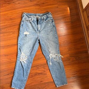 Old Navy Women's OG Straight Jeans- distressed higher high rise. Size 12